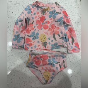 Carter's Pink Floral Kids Swim Rashguard Set